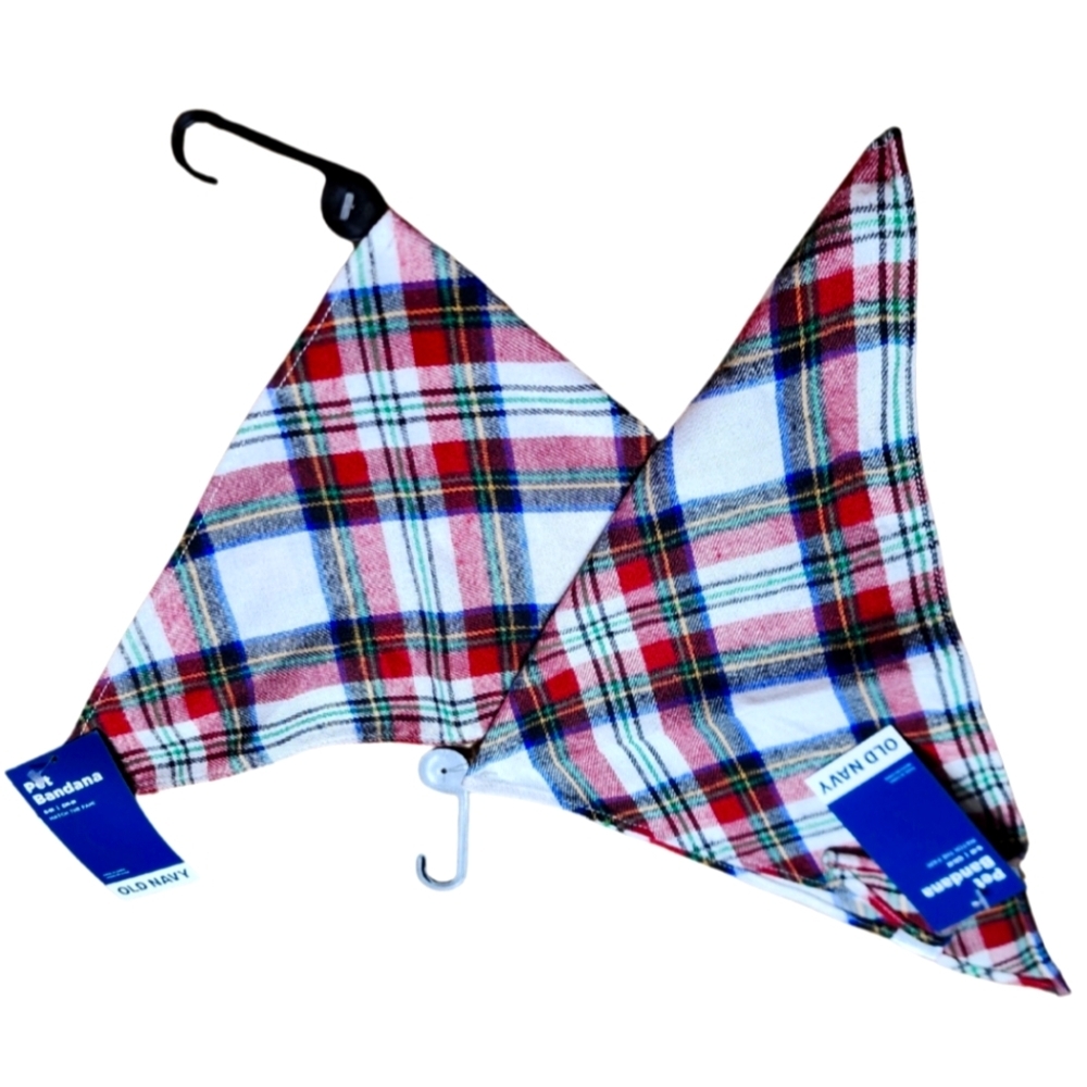 Set Of 2, Old Navy Red Plaid Bandana For Pet!